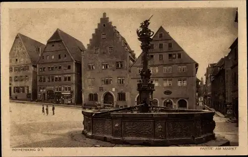 Ak Rothenburg ob der Tauber Mittelfranken, Markt, Brunnen