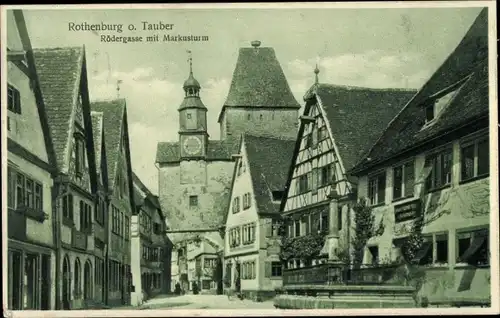 Ak Rothenburg ob der Tauber Mittelfranken, Rödergasse, Markusturm