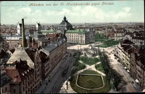 Ak München, Blick von der St. Matthäuskirche gegen Norden