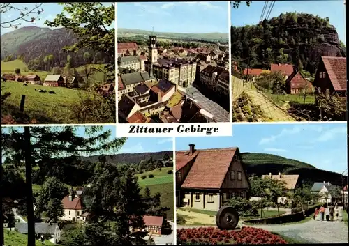 Ak Zittau in Sachsen, Zittauer Gebirge, Waltersdorf mit Lausche, Berg Oybin, Jonsdorf, Buchberg