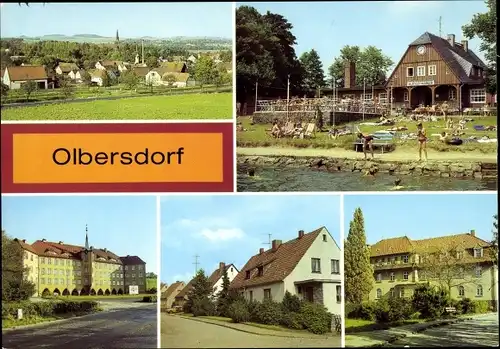 Ak Olbersdorf in Sachsen, Freibad, Polytechnische Oberschule, Rudolf Harbig Straße, Feierabendheim