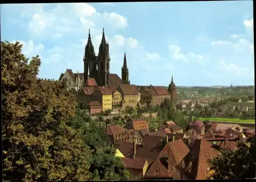 Ak Meißen an der Elbe, Blick von der LPG-Hochschule auf das Burgmassiv