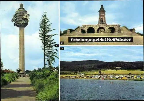 Ak Rathsfeld Steinthaleben Kyffhäuserland in Thüringen, Fernsehturm Kulpenberg, Kyffhäuser-Denkmal