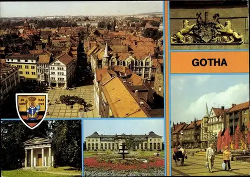 Ak Gotha in Thüringen, Wappen am Rathaus, Dorischer Tempel im Park, Orangerie, Neumarkt