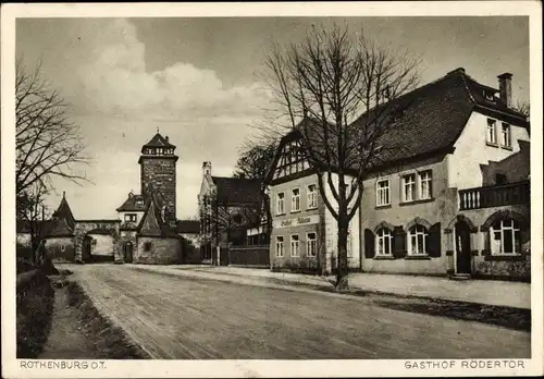 Ak Rothenburg Tauber, Gasthof Rödertor, Straße, Turm