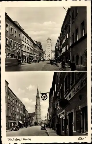 Ak Vilshofen an der Donau Niederbayern, Straßenpartie, Gasthof, Kirche