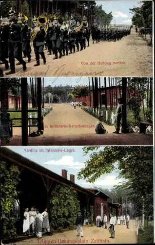 Ak Zeithain in Sachsen, Truppenübungsplatz, Kantine im Infanterie Lager, Soldaten, Barackenlager