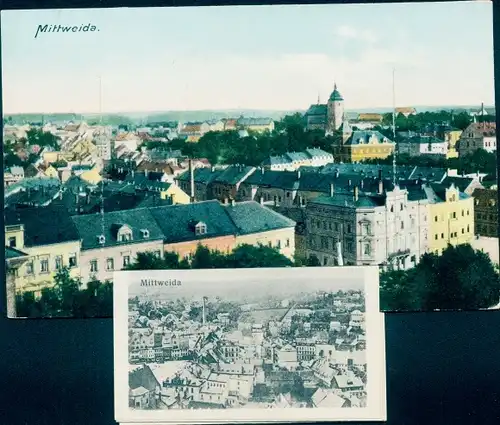 Leporello Ak Mittweida in Sachsen, Gesamtansicht, Teilansichten