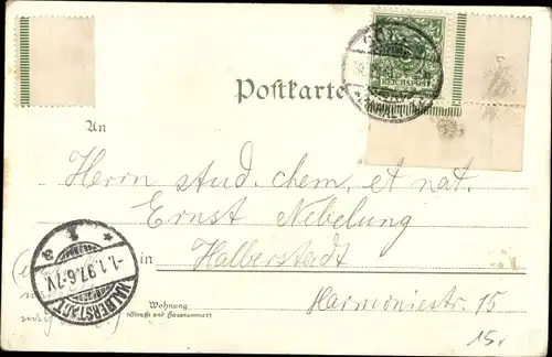 Litho Cöthen Köthen in Anhalt, Kirche mit Kriegerdenkmal, Rathaus, Schloss