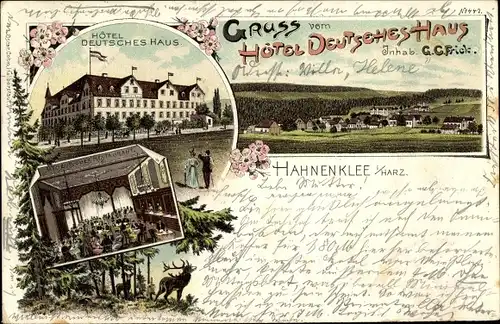 Litho Hahnenklee Bockswiese Goslar im Harz, Hotel Deutsches Haus, Restaurant