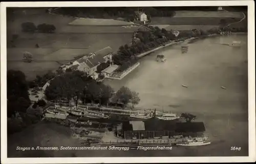Ak Stegen Inning am Ammersee, Fliegeraufnahme vom Seeterrassen Restaurant Schreyegg