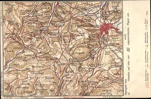 Landkarten Ak Friedrichroda im Thüringer Wald, Glasbach, Kalte Haide, Linsenkopf