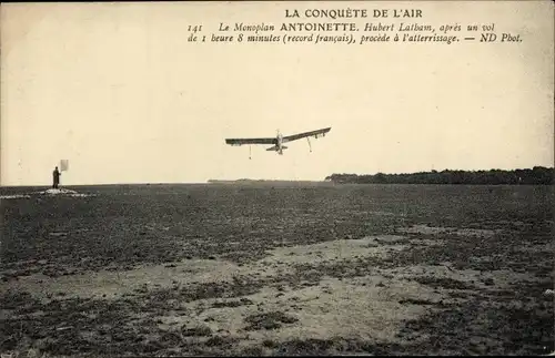 Ak Die Eroberung der Luft, Antoinette Monoplane, Hubert Latham