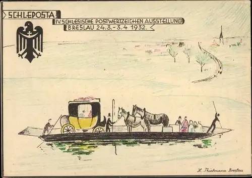 Ganzsachen Künstler Ak Thielmann, H.,  Wrocław Breslau Schlesien, Postwertzeichen-Ausstellung