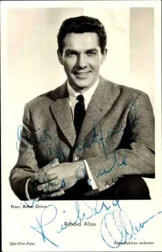 Ak Schauspieler Richard Allan, Portrait, Autogramm
