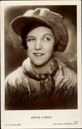 Ak Schauspielerin Käthe von Nagy, Portrait, Autogramm