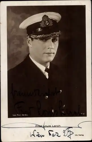 Ak Schauspieler Fred Louis Lerch, Portrait in Uniform, Amag 941, Autogramm