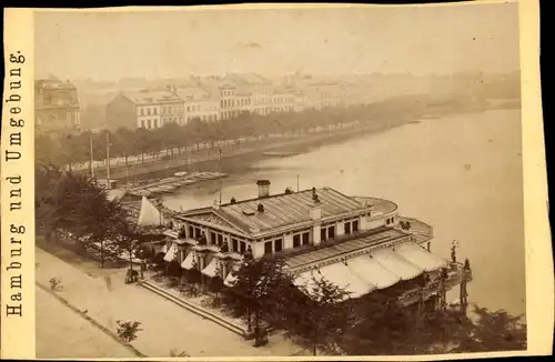 CdV Hamburg um 1880/1890, Alsterpavillon an der Binnenalster am Jungfernstieg