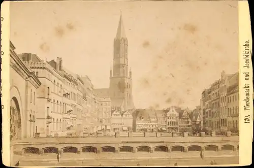 CdV Hamburg um 1880/1890, Pferdemarkt und Jakobikirche
