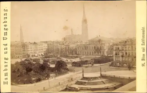 CdV Hamburg um 1880/1890, Börse und Rathausmarkt, Landungsbrücke an der Schleuse