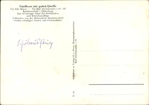 Ak Kayhauserfeld Bad Zwischenhahn, Gasthaus zur guten Quelle, Kegelbahn, Spellmann Bahn