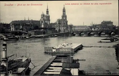Ak Dresden, Blick von der Carolabrücke