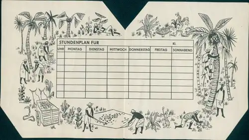 Taschen Stundenplan (aufklappbar) Hamburg Altona, Werbung Frische J.H. + Co. Mohr Margarine