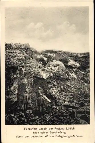 Ak Liège Lüttich Wallonien, Panzerfort Loucin der Festung Lüttich nach seiner Beschießung