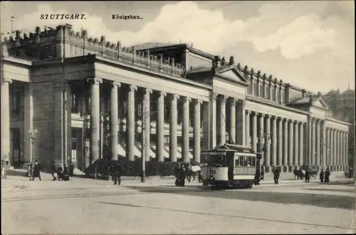 Ak Stuttgart in Baden Württemberg, Königsbau, Straßenbahn