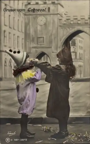 Ak Gruß vom Karneval, Kinder in Kostümen