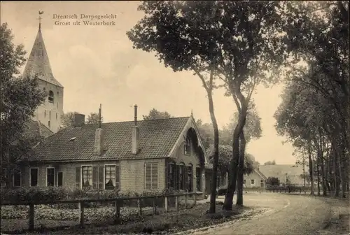 Ak Westerbork Drenthe Niederlande, Blick auf das Dorf, Kirche