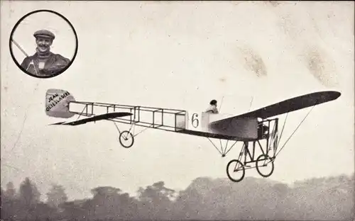 Ak Antwerp Aviation Week, Okt.-Nov. 1909, Jan Olieslagers im Bleriot-Eindecker