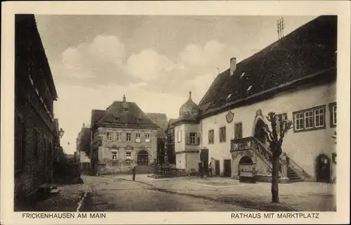 Ak Frickenhausen am Main Unterfranken, Rathaus, Marktplatz