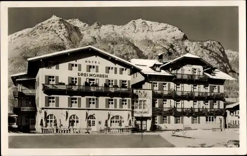 Ak Garmisch Partenkirchen in Oberbayern, Hotel Drei Mohren, Winter