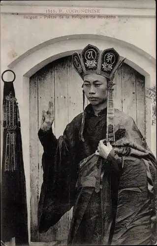 Ak Saigon Cochinchine Vietnam, Pretre de la Religion de Bouddha