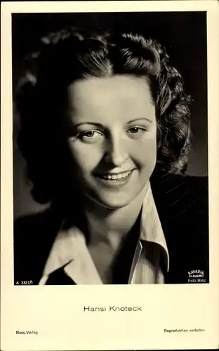 Ak Schauspielerin Hansi Knoteck, Portrait, Ross Verlag A 3327/1