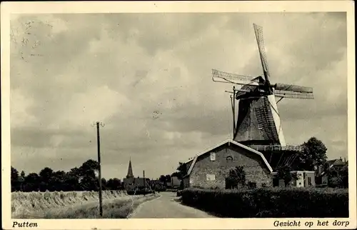 Ak Putten Gelderland, Gezicht op het dorp, Windmühle