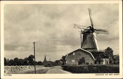 Ak Putten Gelderland, Gezicht op het dorp, Windmühle