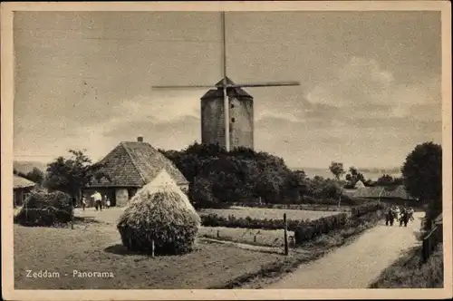 Ak Zeddam Gelderland Niederlande, Panorama, Windmühle