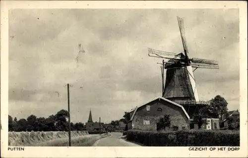 Ak Putten Gelderland, Gezicht op het dorp, Windmühle