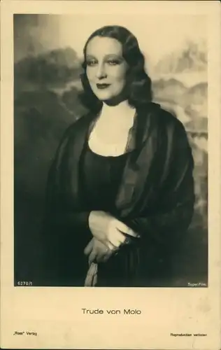 Ak Schauspielerin Trude von Molo, Portrait, Ross Verlag 6270 1