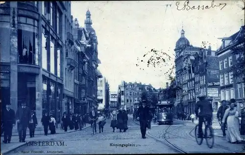 Ak Amsterdam Nordholland Niederlande, Koningsplein, Straßenbahn