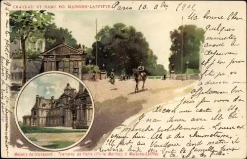 Litho Maisons Laffitte Yvelines, Schloss und Park, Pferde