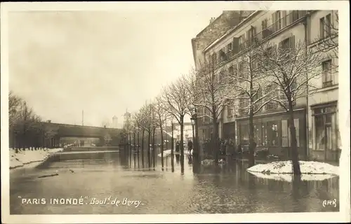 Ak Paris XII Reuilly, Boulevard de Bercy, Die Seine-Überschwemmung von 1910