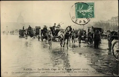 Ak Paris VII, Grande Cure der Seine Januar 1910, Seine Hochwasser im Januar 1910
