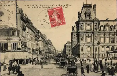 Ak Paris IV, Rue de Rivoli, Rue Saint-Antoine