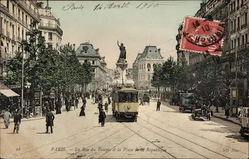 Ak Paris III, Rue du Temple, Place de la République