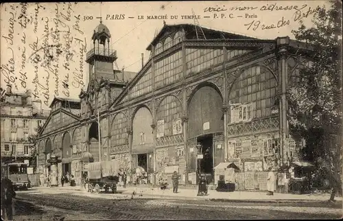 Postkarte Paris III, Marche du Temple