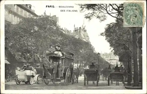 Ak Bourse de Paris II, Boulevard des Italiens, Kutsche