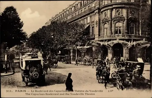 Ak Bourse de Paris II, Boulevard des Capucines, Theatre du Vaudeville